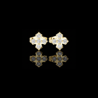 0.18 TCW Refined Geometric Cross Moissanite Diamond Stud Earrings with Five Stone Cluster For Her