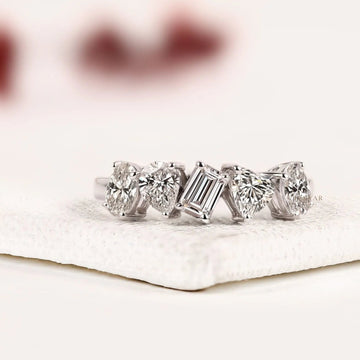 Seven Mix Shape Lab Grown Diamond Wedding Stacking Band