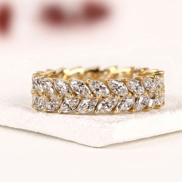 Marquise Cut Lab Grown Diamond Full Eternity Wedding Band