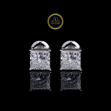 High-End Square 1.50 CT Each Diamond Stud Earrings Brilliant Cut Lab Diamonds By Ivevar