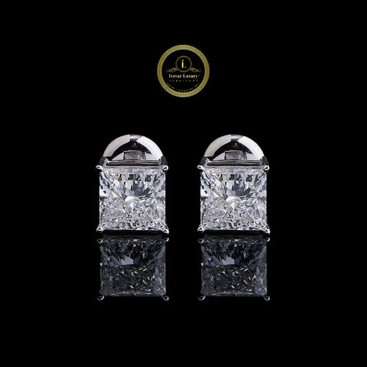 High-End Square 1.50 CT Each Diamond Stud Earrings Brilliant Cut Lab Diamonds By Ivevar