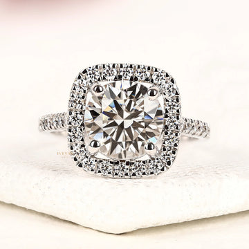 2.00 CT Ivevar Royal Halo Round Lab Grown Diamond Engagement Ring
