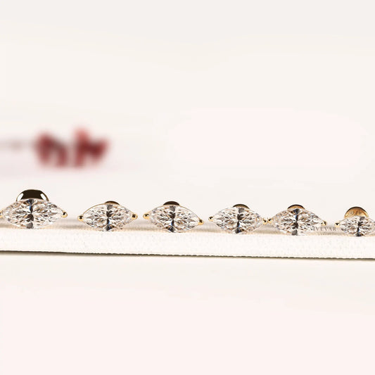 Marquise Cut Lab Grown Diamond Classic Solitaire Stud Earring