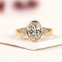Bezel Set Oval Cut Lab Grown Diamond Engagement Ring