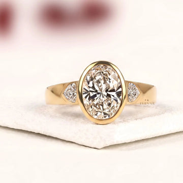 Bezel Set Oval Cut Lab Grown Diamond Engagement Ring