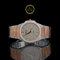 Two-Tone Silver and Rose Gold Ultra Slim Luxury Watch