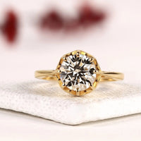 Round Cut Lab Grown Diamond Hexagon Basket Engagement Ring