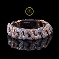 Mixed Cut Mastery Moissanite Diamond Two Tone Cuban Chain Bracelet By Ivevar