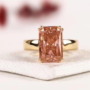 Hidden Set Peach Pink Radiant Lab Grown Diamond Engagement Ring