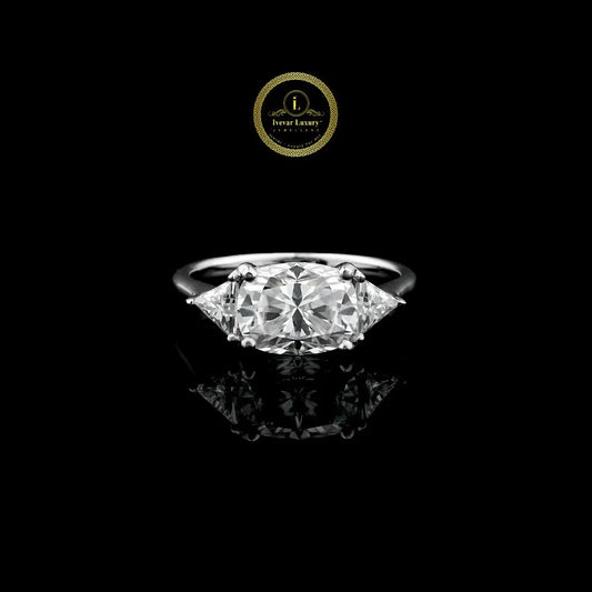 3-Stone  2.5 CT Cushion & Trillion Lab grown Ring By Ivevar