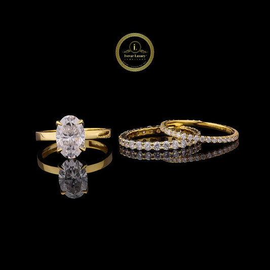 Luxury  3 CT Oval Lab-Grown Diamond Bridal Ring Set