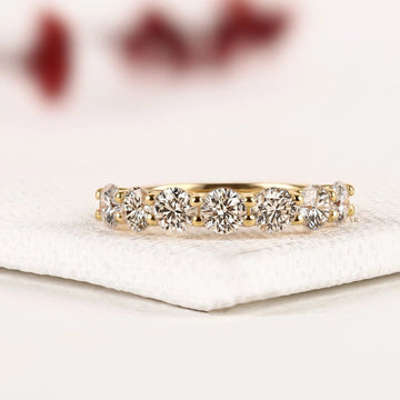 Round Cut Moissanite Diamond Half Eternity Promise Band