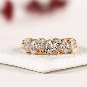 Up and Down Pear Cut Lab Grown Diamond Half Infinity Band Ring