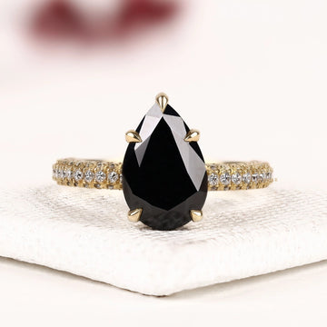 black pear cut Lab Grown diamond ring crafted for timeless luxury Ring.