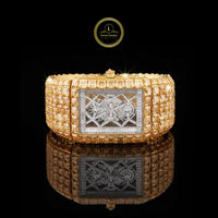 Imperial Majesty Full Gold Diamond Luxury Watch with Asscher and Baguette Cut Stones