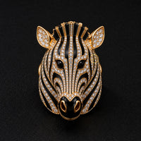 Zebra Head Cufflinks with Black Stripes Men’s Statement Jewelry