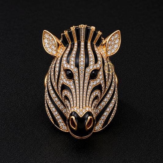 Zebra Head Cufflinks with Black Stripes Men’s Statement Jewelry