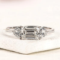 2.00 CT Timeless Emerald Cut Moissanite Three Stone Engagement Ring By Ivevar