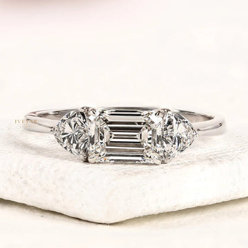 2.00 CT Timeless Emerald Cut Moissanite Three Stone Engagement Ring By Ivevar