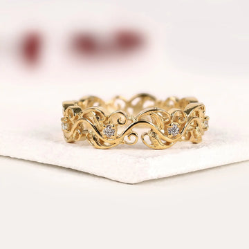 Nature Inspired Round Lab Grown Diamond Filigree Eternity Band