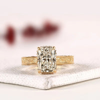 Art Deco Milgrain Radiant Cut Hidden Halo Lab Grown Ring