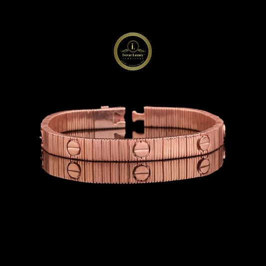 Ivevar Luxury Pleated Rose Gold Bracelet with Screw Detail By Ivevar