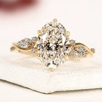 Nature Inspire Oval Cut Moissanite Engagement Ring