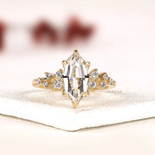 Marquise Cut Cluster Side Stone Lab Grown Diamond Engagement Ring