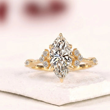 Marquise Cut Moissanite Diamond Wedding Engagement Ring