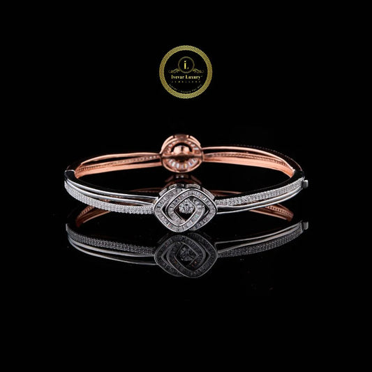 Eye Shape Lab Diamond Bracelet in Dual Tone Gold By Ivevar
