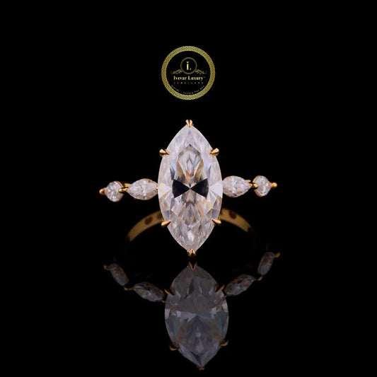 3.00 CT Marquise-Cut Moissanite Diamond Engagement Ring by Ivevar