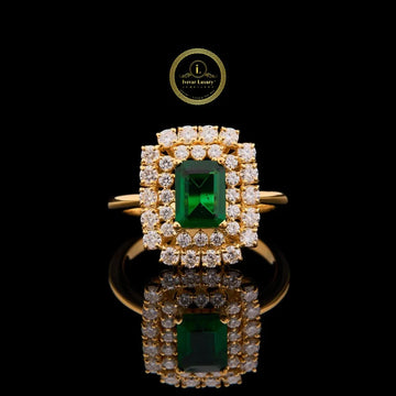 Luxury Emerald 2.5 CT Moissanite Green Gemstone Cocktail Ring By Ivevar