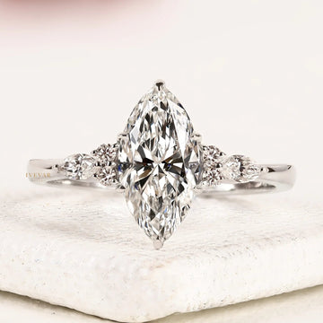 3.50 CT Elegant Marquise Cut Lab Grown Diamond Bridal Jewelry with Side Stones By Ivevar