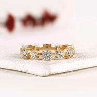 Round with Hexagon Moissanite Diamond Full Eternity Band