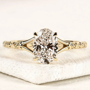 2.50 CT Oval Cut Moissanite Engagement Vintage Ring By Ivevar