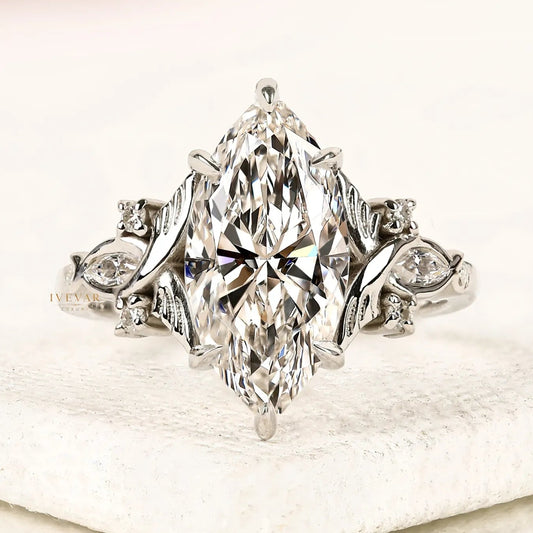 3.50 CT Marquise Cut Art Deco Moissanite Diamond Engagement Ring for Women By Ivevar