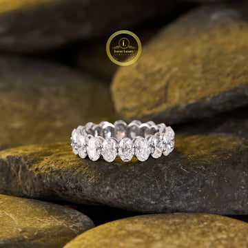 Elegant 0.30 CT Oval Moissanite Wedding Band By Ivevar