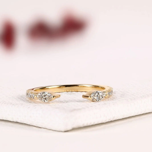 Open Gap Marquise & Round Lab Grown Diamond Wedding Band