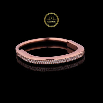 Premium Minimalist Moissanite Diamond Bangle in Rose Gold Finish By Ivevar