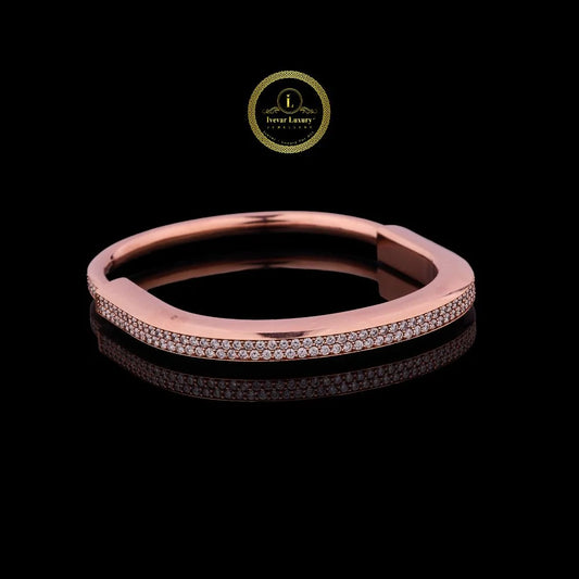 Premium Minimalist Moissanite Diamond Bangle in Rose Gold Finish By Ivevar
