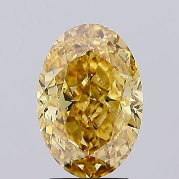 Shiny Of 3.01 CT Oval Shape Fancy Vivid Brownish Yellow Color VS2 Clarity Lab Grown Diamond For Quiet Spark