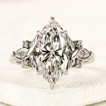 3.50 CT Marquise Cut Art Deco Lab Grown Diamond Engagement Ring for Women By Ivevar