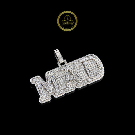 Customized "MAD" Nameplate Moissanite Pendant With Fully Iced-Out Jewelry