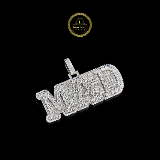 Customized "MAD" Nameplate Lab Diamond Pendant With Fully Iced-Out Jewelry