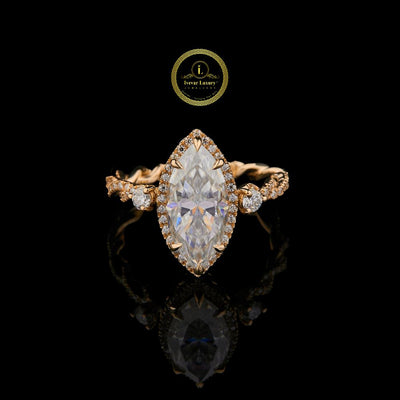 Marquise Cut Hidden Halo Moissanite Twist Ring