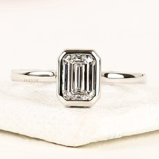 2.00 CT Dainty Emerald Cut Lab Grown Diamond Ring for Everyday Elegance By Ivevar