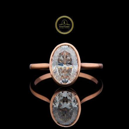 Oval Cut Moissanite Bezel Set Ring