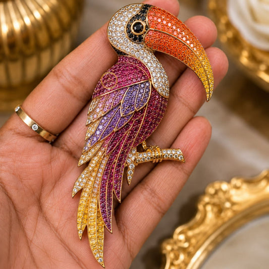 Colorful Bird Brooch Toucan, Woodpecker, Kingfisher & Phoenix Crystal Brooches - view 2