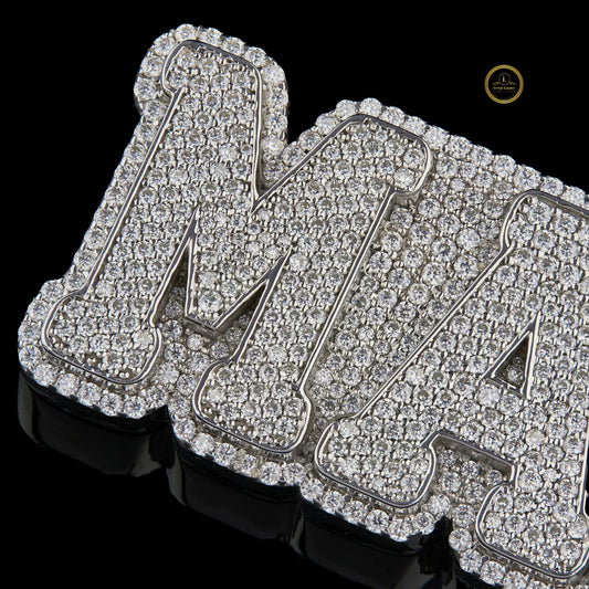Custom Diamond Name Pendant with Moissanite Diamond Heart Charm