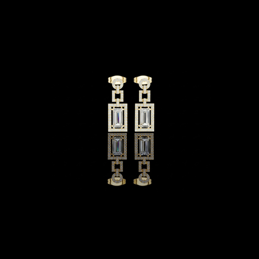 1.55 CT Luxury Baguette Cut Moissanite Diamond Geometric Drop Earrings For Trendy Girls